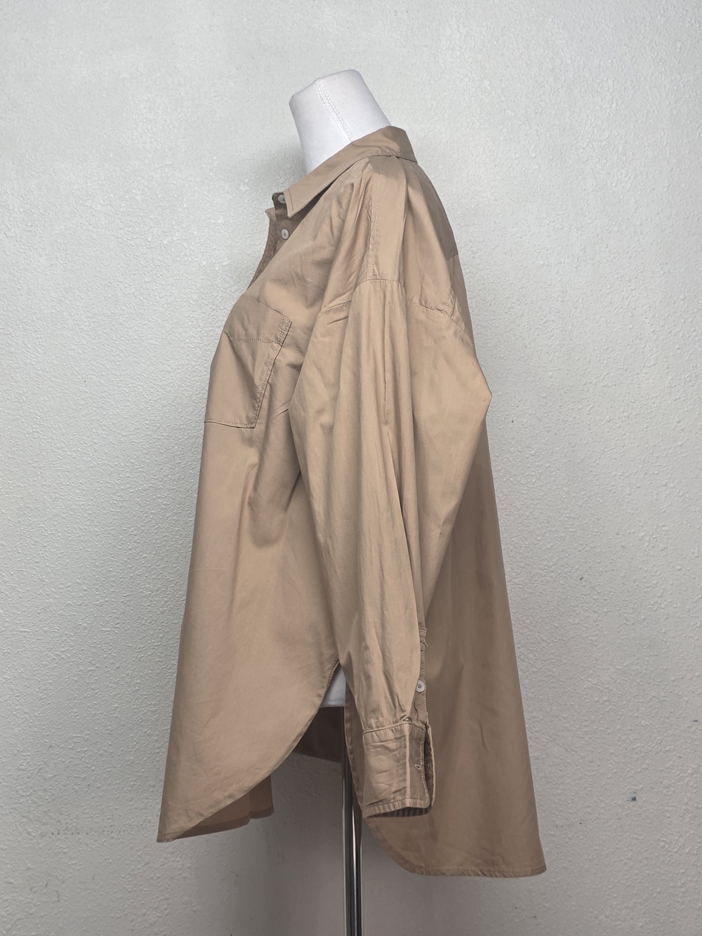 Maeve by Anthropologie Taupe Button Up Oversized Blouse Sz 1X - Picture 9 of 13